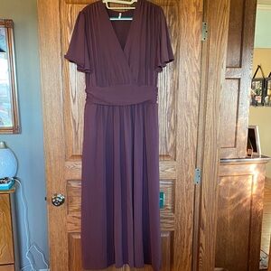 HALARA Deep Purple Midi Dress with pockets